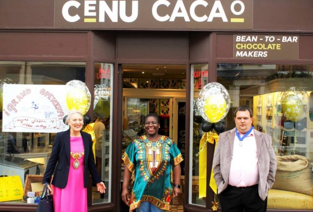 Leamington Mayor Cllr Susan Rasmussen opens luxury chocolate store